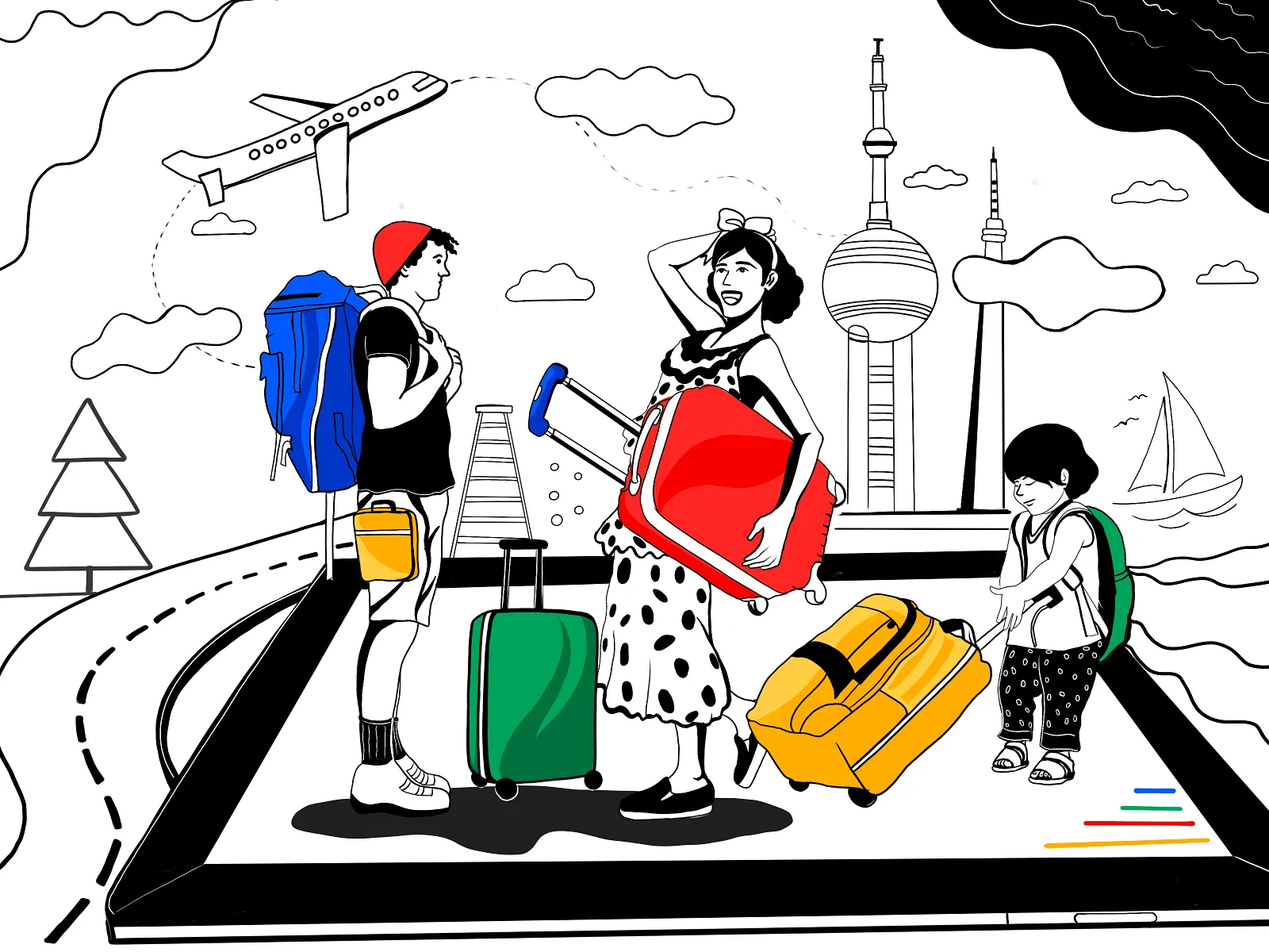 Scenic travel illustration